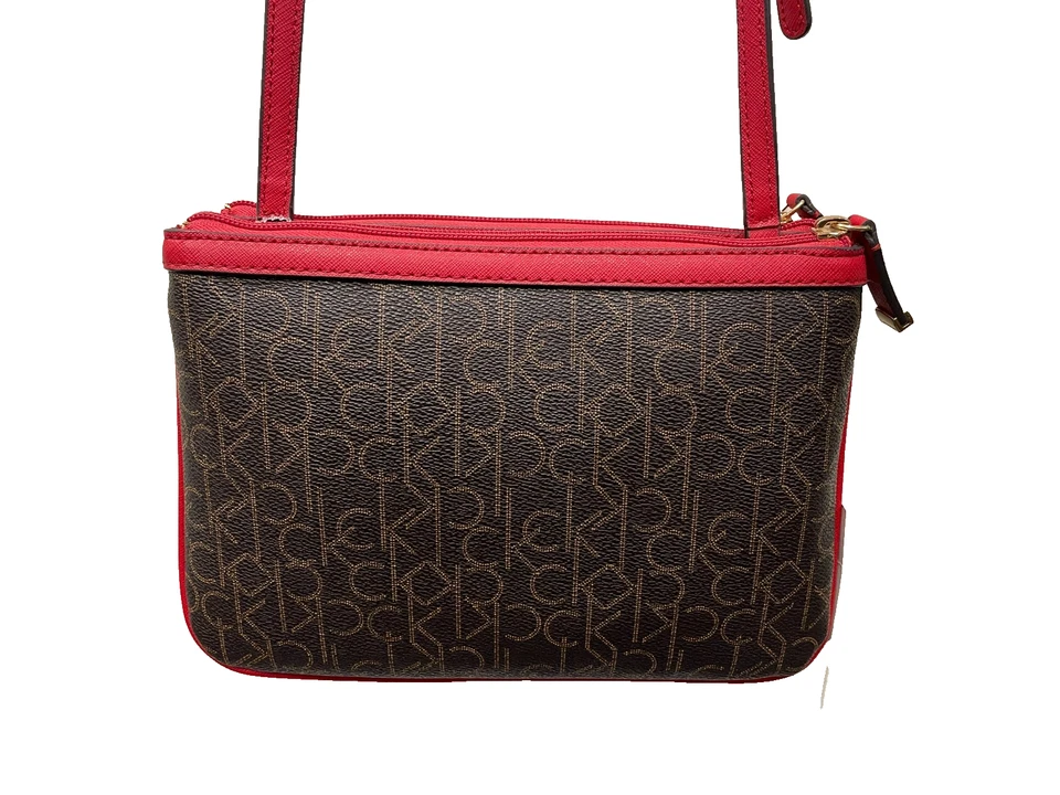 CALVIN KLEIN CK MONOGRAMA LOGOTIPO BOLSA TIRACOLO BOLSA DE MÃO MARROM - Imagem 2 de 4