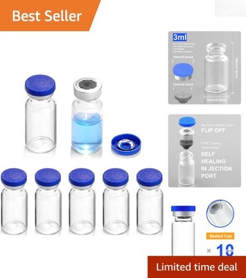 10 Pack of 3ml Sterile Sealed Glass Vials with Injection Port - Borosilicate