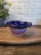 STUDIO ART CERAMIC POTTERY GLAZED LARGE HAND CRAFTED BATTER MIXING BOWL SIGNED 