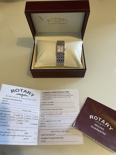 Sterling Silver Ladies Rotary Watch Mother Off Pearl Dial - Picture 1 of 6