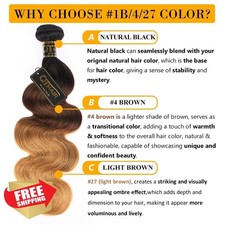 QTHAIR 18A Ombre Brazilian Body Wave Human Hair Bundles 20-26"