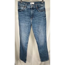Zara High Waisted Straight Leg Jeans Medium Wash Denim Streetwear Casual Size 4