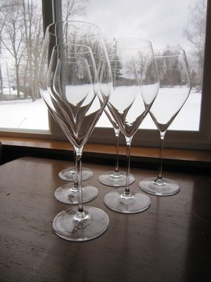 Rona Slovakia Wine Glasses 20 oz. Clear 11'' Tall Set of 6 Signed Crystalline