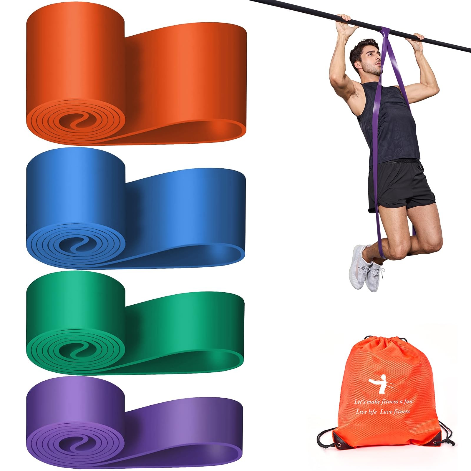 Bandes d'assistance pour tractions 70-230 lbs en latex naturel noir