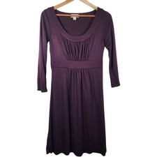 Ann Taylor Loft Women's Plum Ruched Long Sleeve Dress Size 6