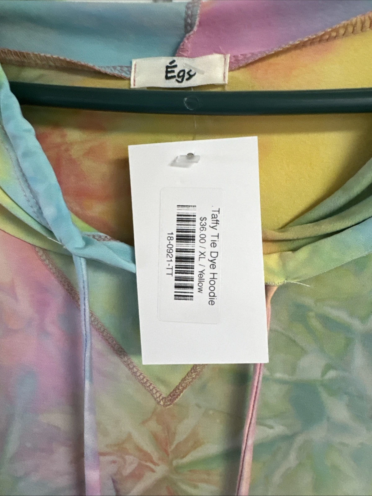 VETEMENTS Felpa con cappuccio E'gy Taffy (multicolore) tie dye taglia XL unisex arcobaleno di colori