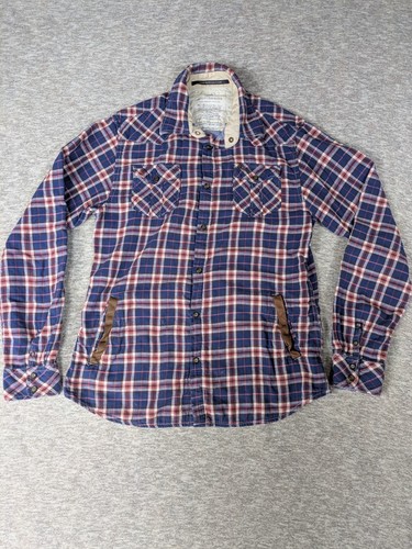 Scotch & Soda Amsterdam Couture Mens Large Shacket Shirt Jacket Blue Red Flannel