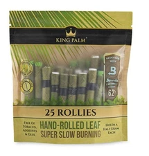 King Palm Natural Prerolled Rolling Papers 25 Count Tobacco Free Leaf Wraps
