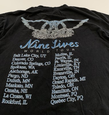 Vtg Aerosmith Nine Lives Tour Giant Tag T-Shirt 1997 Rock 