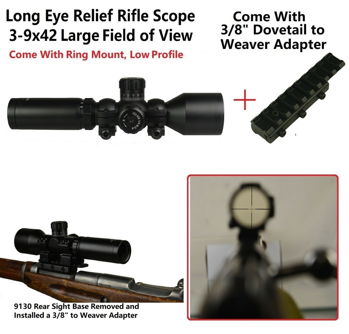 Newly developed Wide Angle 3-9x42 Long Eye Relief With Dovetail T