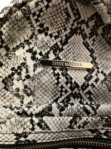 Steve Madden Black & White Faux Snake Print Mini Backpack - Picture 3 of 5
