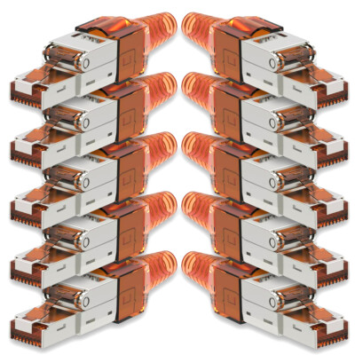 10x Netzwerkstecker CAT 7 Werkzeuglos RJ45 Netzwerk Metall Stecker Verlegekabel 