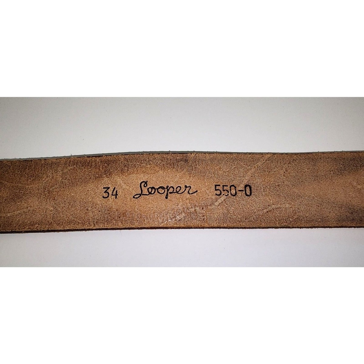 Looper Embossed Leather Belt w/ Bucking Bronco Nickel Silver 