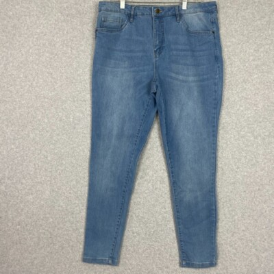 #ad Serra Jeans Womens 16 Blue High Rise Tapered Stretch Med Wash Denim $15.10