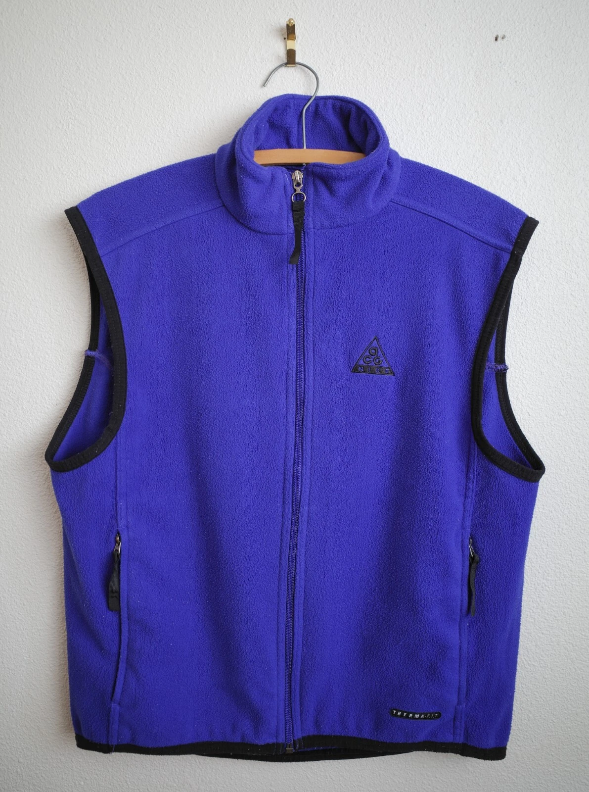 Vintage Nike ACG Vest Men's Size Medium Blue Fleece Full Zip Hiking Therma Fit