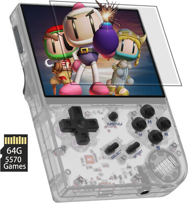 RG35XX Handheld-Spielekonsole, 3,5-Zoll 5570 Spiele Videospielkonsolen 64GB Grau