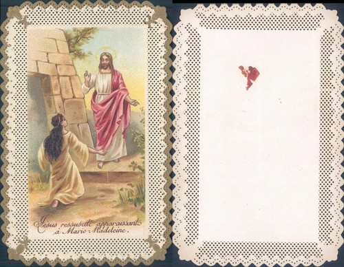 R@Rissimo Prayer Card Lacy Of Jesus' Resurrected Appeared to Mary N.2225