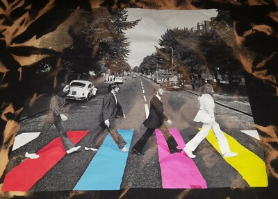 VTG BEATLES ABBEY ROAD RARE NEON T SHIRT POP ART STYLE