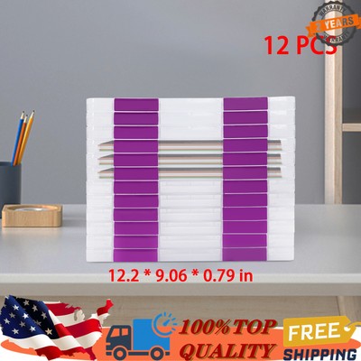 12PCS Clear File Boxes Plastic Document Storage Cases Magazines Pencils Holder