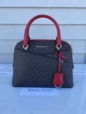 Michael Kors dome satchel purse jet set medium MK signature flame