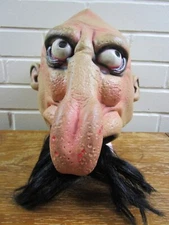 Vintage Halloween Mask 2001 Paper Magic Group Big Nose Mustache Man Adult Size