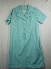 Vintage Turquoise Blue V Neck Long Mumu House Dress
