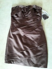 davis bridal Brown Strapless Mini dress Sz 8