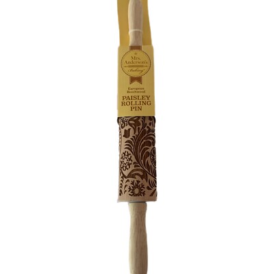 Mrs Andersons Baking European Beechwood Paisley Rolling Pin Pie Cookies Fondant