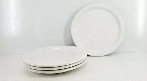 4 BISTRO buffet Luncheon PLATES set lot white FIESTA WARE 9" NEW