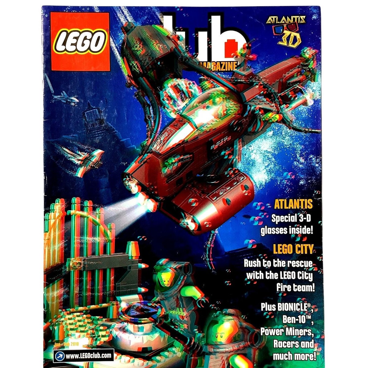 Lego Club Magazine, Atlantis 3D, LEGO City, Bionicle, Jan/Feb 2010