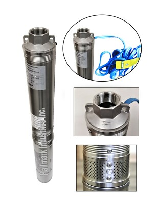 Deep Well Submersible Pump 3.5'' 1 HP/220V 220 ft Max All S.S Hallmark Industries