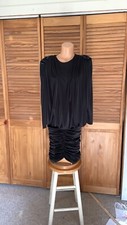 True vintage 80s semi formal evening cocktail dress 4/6 black blouson ruched