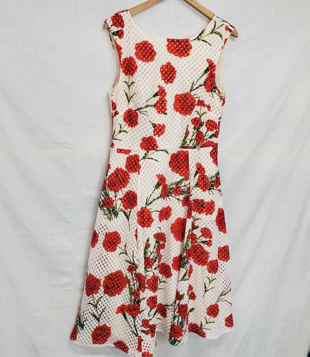 Betsey Johnson Dress Size 12 Sleeveless White Red Floral Betsey Johnson Dress Size 12 Sleeveless White Red Floral