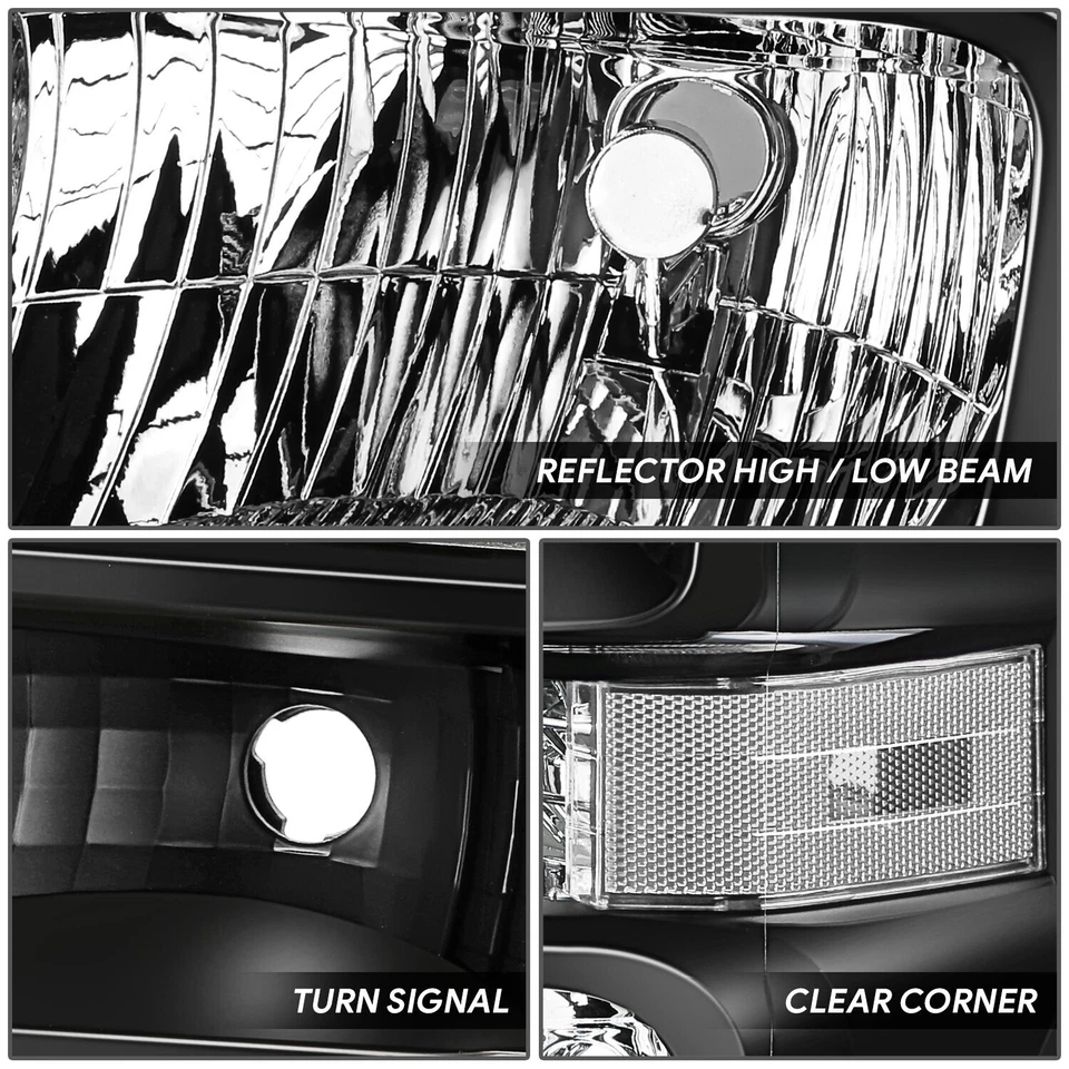 适用于 2008 - 2021 年福特 E150 E250 E350SD E450SD F650 F750 车头灯黑色/透明 — 第 3/4 张图片