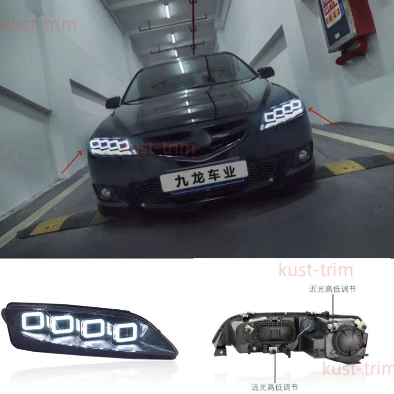 Новый для Mazda 6 2003-2015 Bugatti стиль левой и правой светодиодной фары в сборе отделка - Изображение 2 из 4