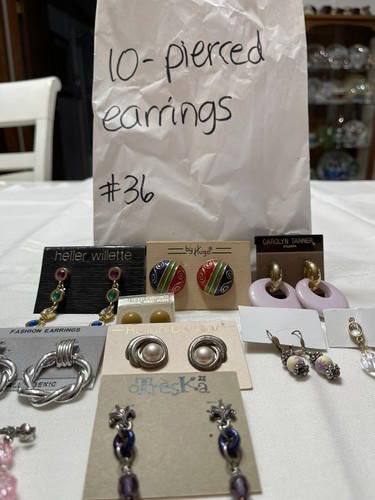 Lot Of 10 Fashion Costume Mixed Materials Vintage Earrings #36 - New Old Stock - Picture 3 of 3