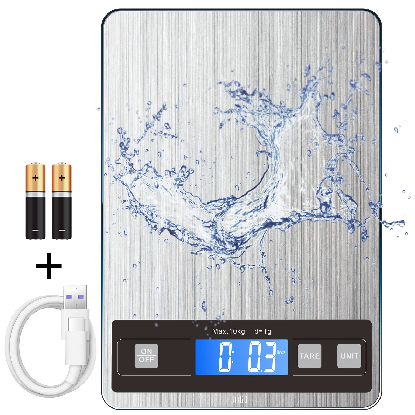 Food Scale 33lb Digital Kitchen Scale Rechargeable Waterproof Weight Grams an...-image