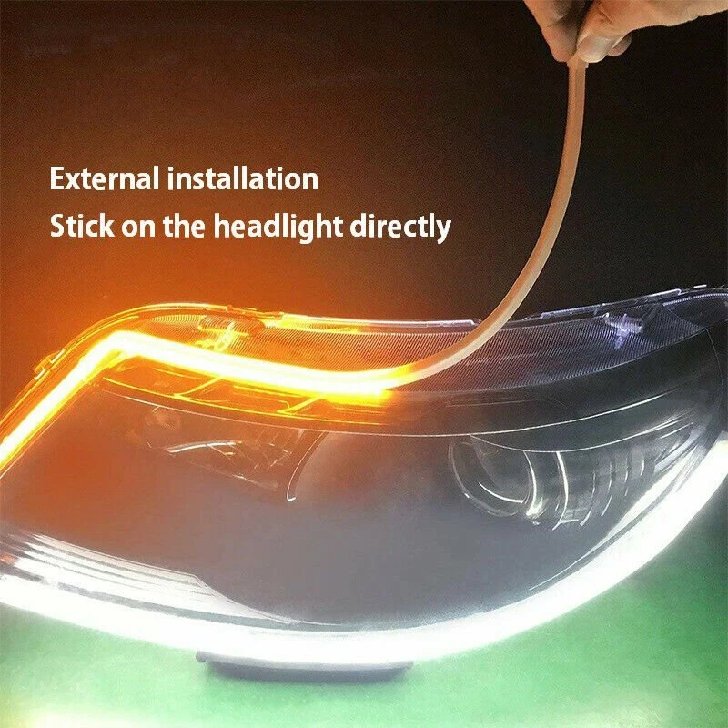 2X LED Scheinwerfer Auto KFZ DRL dünnes Streifen Licht Tagfahrlicht Blinker 60cm - Bild 3 von 4