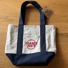 TRADER JOE's 2024 Mini Canvas Reusable Tote Bag, Navy Blue
