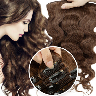 Wavy Thick Clip In Hair Extensions 8Pcs Clip In Real Remy Human Hair Double Weft
