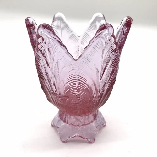 Vintage Fenton Two Way Candle Holder Pink/Purple Tulip Design Art Glass Votive