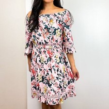 Lulus Size S Floral Off-Shoulder A-Line Dress Mini Pink