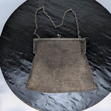 Antique German Silver Mesh Purse Vintage Chain Link Evening Bag Art Deco  