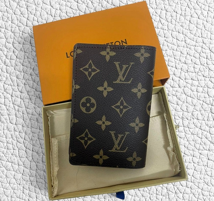 LOUIS VUITTON Monogram Passport Cover Brown W/Dust Bag & Box USA Quick S & H
