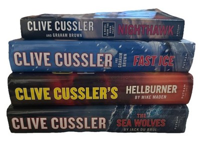 Clive Custer Book Lot (4) Sea Wolves- Hellburner-Nighthawk-Fast Ice- 3 Hardcover