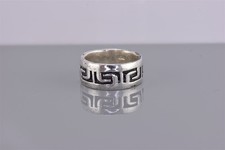 Sterling Silver 9mm Carved Meandering Greek Maze Key Band Ring 925 Sz: 8