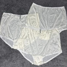 3 PAIR Bali Vintage Full Cut Silky Nylon Panties Ivory Briefs 23467 Size 14 NEW