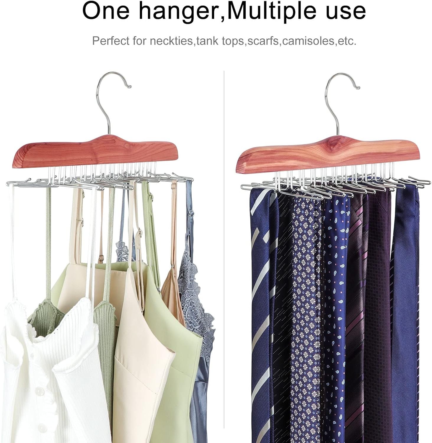 TOPIA HANGER American Red Cedar Wooden Tie Racks for Closet, 24 Tie, Natural 