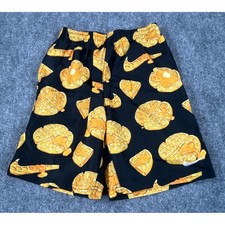 Nike Swim Boys Medium 5-6 Black Waffle Syrup Print Board Shorts Trunks NWT