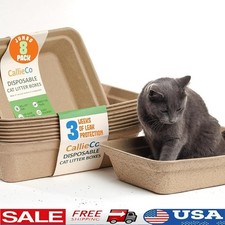 Disposable Cat Litter Box Travel Ready Jumbo Eco Friendly Biodegradable 8 Pack